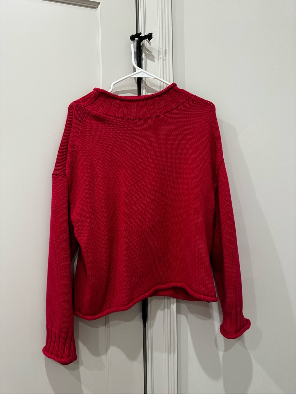 .Crew Red Rollneck Chunky Knit Cropped Sweater Sz S